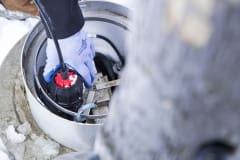 Rizer-Line installed into livestock waterer in Winter